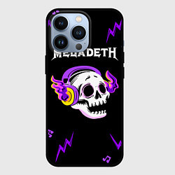 Чехол для iPhone 13 Pro Megadeth неоновый череп, цвет: 3D-черный