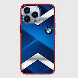 Чехол для iPhone 13 Pro BMW metalic blue abstract, цвет: 3D-красный