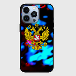 Чехол для iPhone 13 Pro Герб РФ блюр боке, цвет: 3D-черный