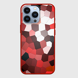 Чехол для iPhone 13 Pro Красно белая мозаика, цвет: 3D-красный