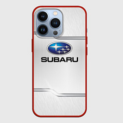 Чехол для iPhone 13 Pro Subaru auto steel metal, цвет: 3D-красный