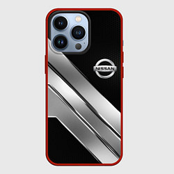 Чехол для iPhone 13 Pro Nissan metal steel auto, цвет: 3D-красный