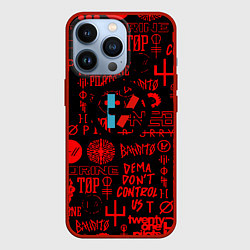 Чехол для iPhone 13 Pro Twenty one pilots pattern rock steel, цвет: 3D-красный