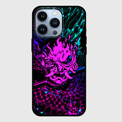 Чехол для iPhone 13 Pro Cyberpunk 2077 dragon neon, цвет: 3D-черный