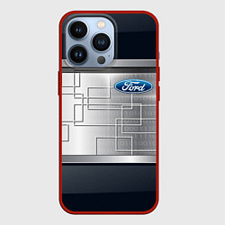 Чехол для iPhone 13 Pro FORD текстура из метала, цвет: 3D-красный