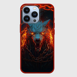 Чехол для iPhone 13 Pro Волк в цепях, цвет: 3D-красный