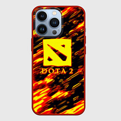 Чехол для iPhone 13 Pro DOTA2 огенный стиль текстура, цвет: 3D-красный