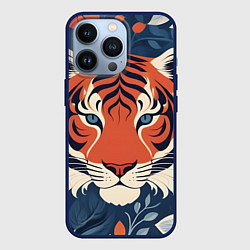Чехол для iPhone 13 Pro Тигр яркие контрасты, цвет: 3D-тёмно-синий