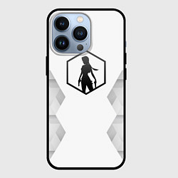 Чехол для iPhone 13 Pro Tomb Raider white poly, цвет: 3D-черный