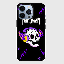 Чехол для iPhone 13 Pro Manowar неоновый череп, цвет: 3D-черный