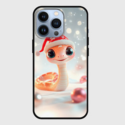 Чехол для iPhone 13 Pro Новогодняя милая розовая змейка, цвет: 3D-черный