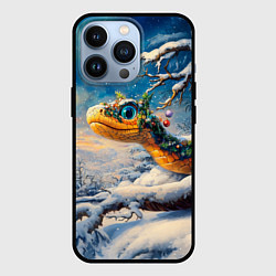 Чехол для iPhone 13 Pro Удивленная змея в зимнем лесу, цвет: 3D-черный