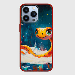 Чехол для iPhone 13 Pro Змейка в зимнем лесу, цвет: 3D-красный