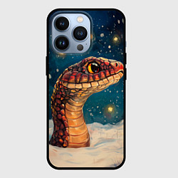 Чехол для iPhone 13 Pro Змея выползает наружу из сугроба, цвет: 3D-черный