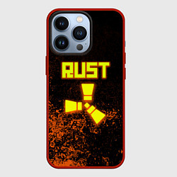 Чехол для iPhone 13 Pro RUST брызги красок лого, цвет: 3D-красный