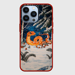 Чехол для iPhone 13 Pro Оранжевая змея в лесу, цвет: 3D-красный