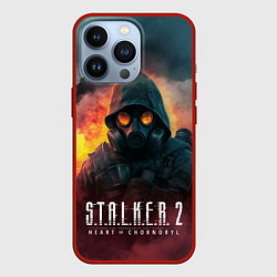 Чехол для iPhone 13 Pro Stalker 2 горящий завод, цвет: 3D-красный