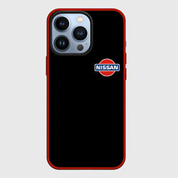 Чехол для iPhone 13 Pro Nissan logo steel, цвет: 3D-красный