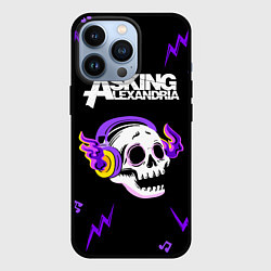 Чехол для iPhone 13 Pro Asking Alexandria неоновый череп, цвет: 3D-черный