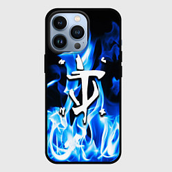 Чехол для iPhone 13 Pro Doom fire logo steel, цвет: 3D-черный