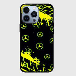 Чехол для iPhone 13 Pro Mercedes кислотные логотипы, цвет: 3D-черный