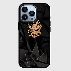 Чехол для iPhone 13 Pro Cyberpunk 2077 golden poly, цвет: 3D-черный