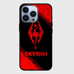 Чехол для iPhone 13 Pro Skyrim - red gradient, цвет: 3D-черный