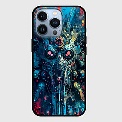 Чехол для iPhone 13 Pro Таинственная кибер физиономия - паттерн, цвет: 3D-черный