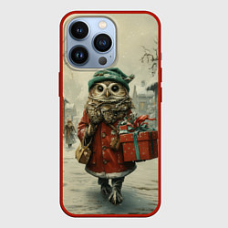 Чехол для iPhone 13 Pro Сова с подарком, цвет: 3D-красный