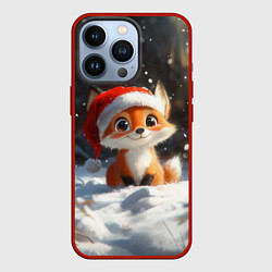 Чехол для iPhone 13 Pro Маленькая новогодняя лисичка, цвет: 3D-красный
