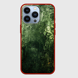 Чехол для iPhone 13 Pro Зеленый камуфляж с эффектом старины, цвет: 3D-красный
