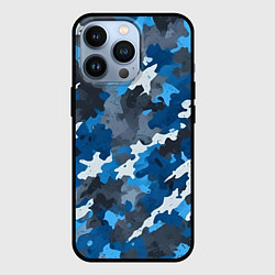 Чехол для iPhone 13 Pro Синий армейский камуфляж, цвет: 3D-черный