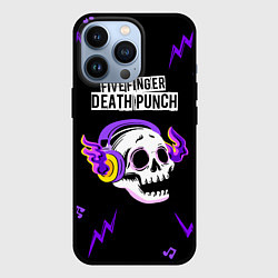 Чехол для iPhone 13 Pro Five Finger Death Punch неоновый череп, цвет: 3D-черный