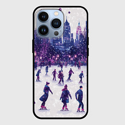 Чехол для iPhone 13 Pro Новогоднее настроение на катке, цвет: 3D-черный