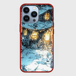 Чехол для iPhone 13 Pro Новогодний домик в пещере, цвет: 3D-красный