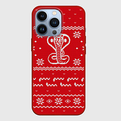 Чехол для iPhone 13 Pro Новогодний свитер со змеями, цвет: 3D-красный