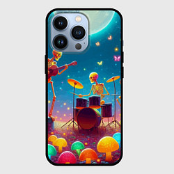 Чехол для iPhone 13 Pro Квинтет скелетов музицирует на грибной поляне, цвет: 3D-черный