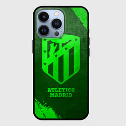 Чехол для iPhone 13 Pro Atletico Madrid - green gradient, цвет: 3D-черный