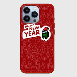 Чехол для iPhone 13 Pro Амонг ас - Новый год, цвет: 3D-красный