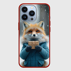Чехол для iPhone 13 Pro Лисица с подарком, цвет: 3D-красный