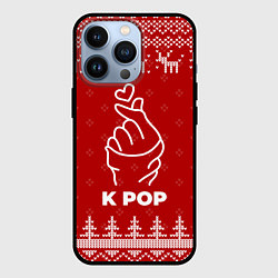 Чехол для iPhone 13 Pro Новогодний K Pop с оленями, цвет: 3D-черный