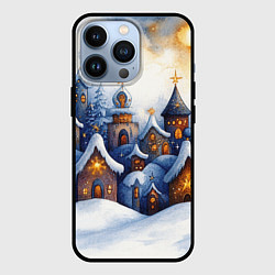 Чехол для iPhone 13 Pro Снежный новогодний городок, цвет: 3D-черный