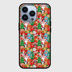 Чехол для iPhone 13 Pro Новогодние игрушки, цвет: 3D-черный