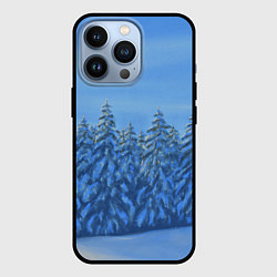 Чехол для iPhone 13 Pro Ёлки под снегом в лесу, цвет: 3D-черный