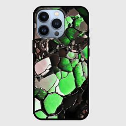 Чехол для iPhone 13 Pro Чёрно-зелёный камень, цвет: 3D-черный