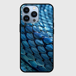 Чехол для iPhone 13 Pro Голубая кожа змеи, цвет: 3D-черный