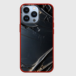 Чехол для iPhone 13 Pro Чёрный металл, цвет: 3D-красный