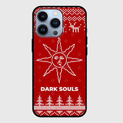 Чехол для iPhone 13 Pro Новогодний Dark Souls с оленями, цвет: 3D-черный