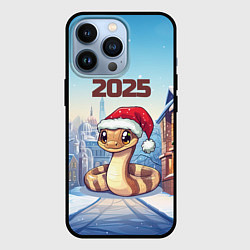 Чехол для iPhone 13 Pro Довольная новогодняя змейка 2025, цвет: 3D-черный