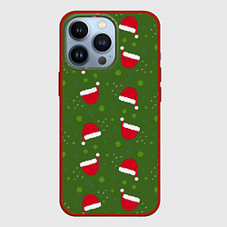 Чехол для iPhone 13 Pro Шапка Санты, цвет: 3D-красный
